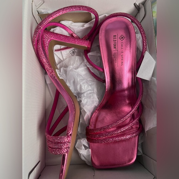 PINK RHINESTONES STRAPPY HEELS - Picture 7 of 9